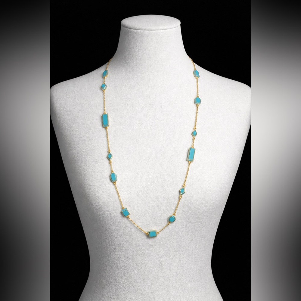 RARE Kate Spade NY Turquoise Scatter Long Necklace • 32” • NWOT - Picture 2 of 5